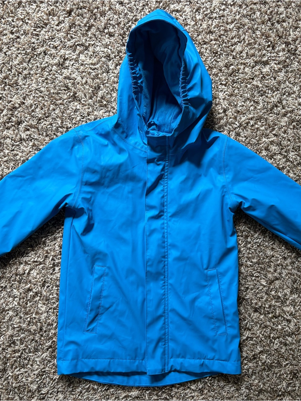 Kids Blue Hooded Rain Jacket